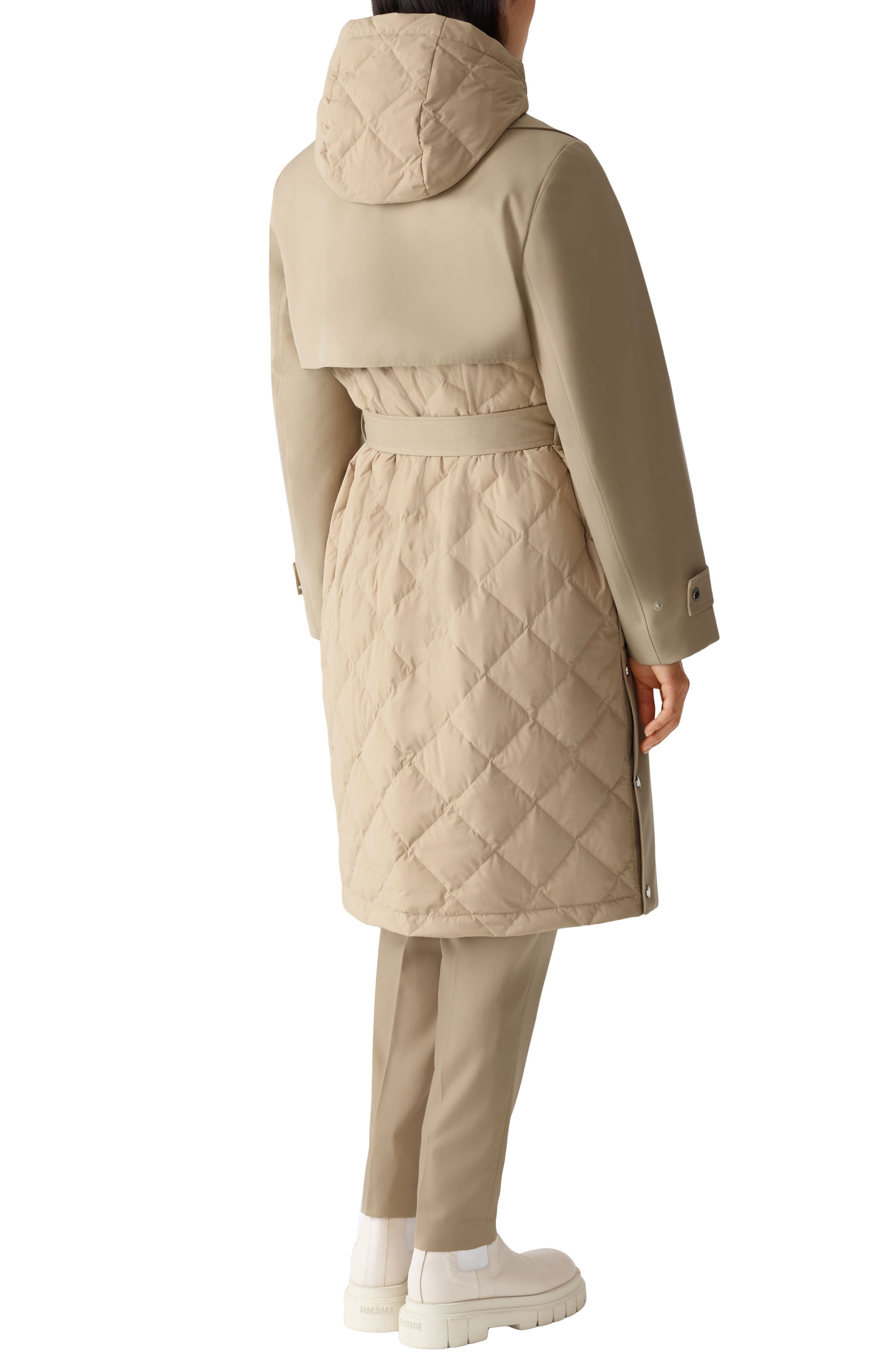 Mackage Siobhan Down Trench Coat with Removable Bib in Light Camel at Nordstrom - 2
