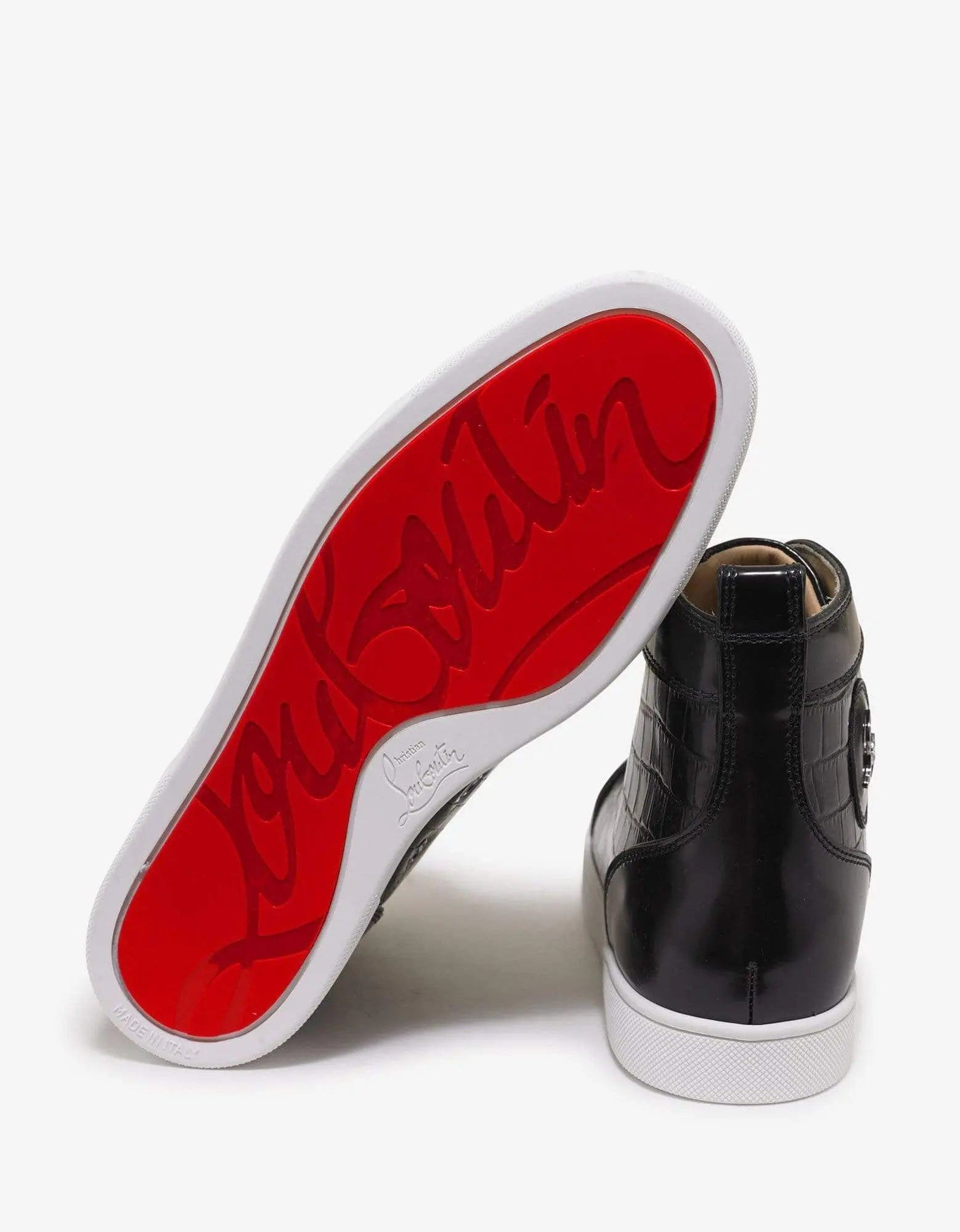 Christian Louboutin Rantus Flat Croc Embossed High Top Trainers - 4