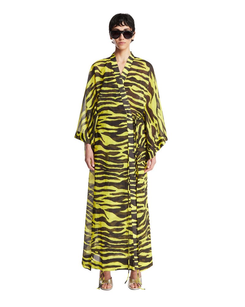 Yellow and Black Tiger-Print Caftan 1
