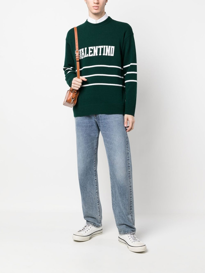 Valentino logo-intarsia crew-neck jumper outlook