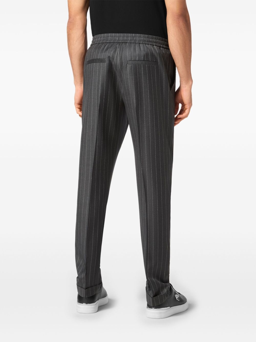 wool pinstripe jogging trousers - 4