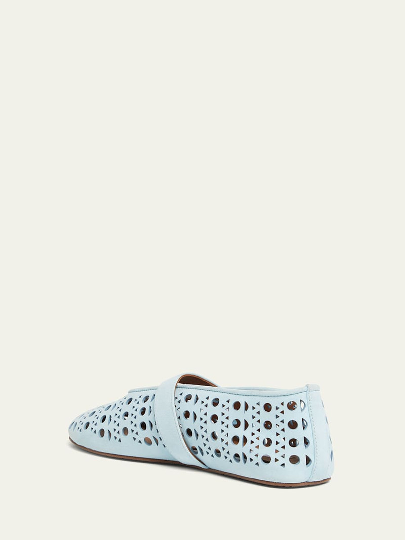 Alaïa Vienne Perforated Suede Buckle Ballerina Flats outlook