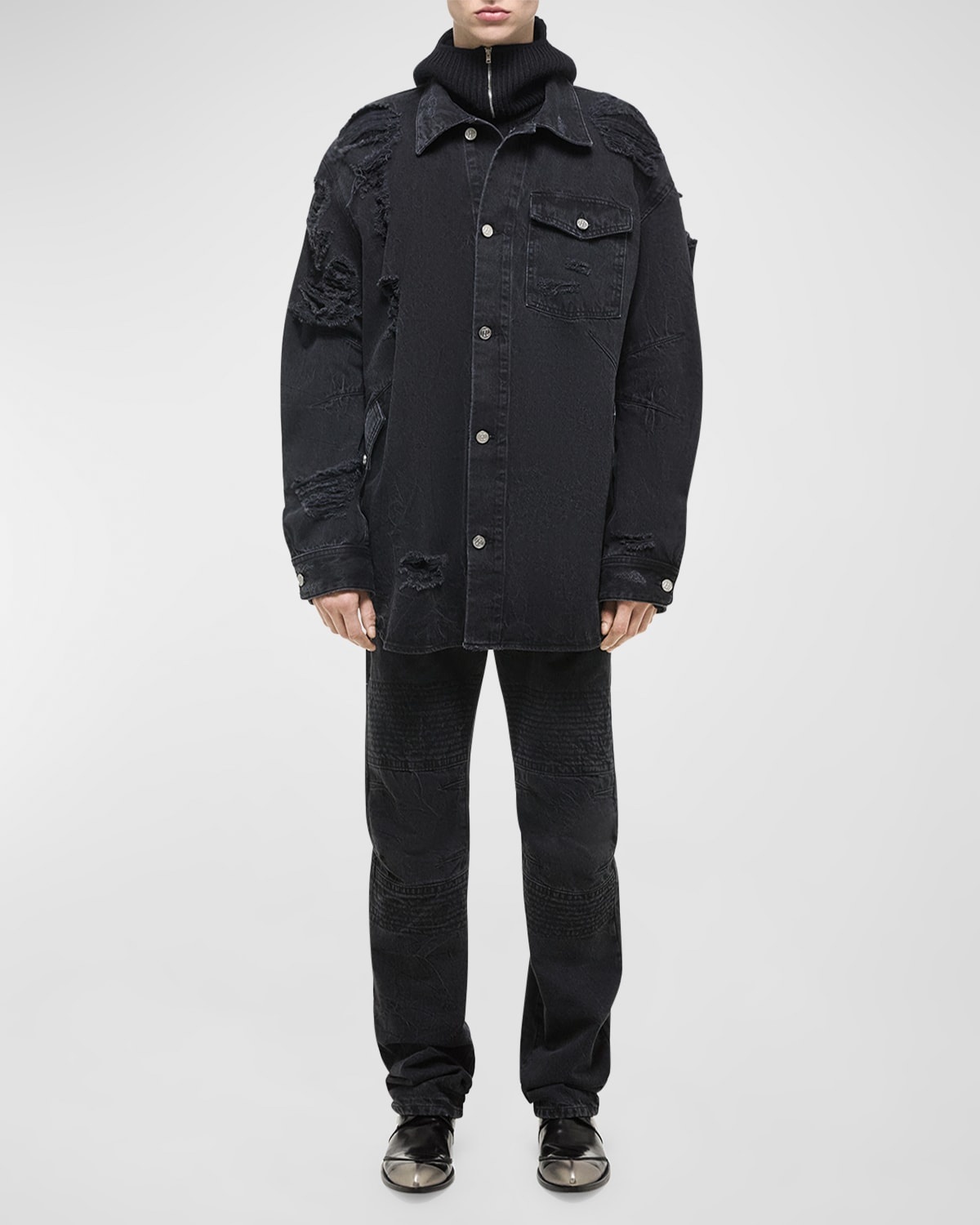 Men's Apex Destroyed Denim Overshirt - 3