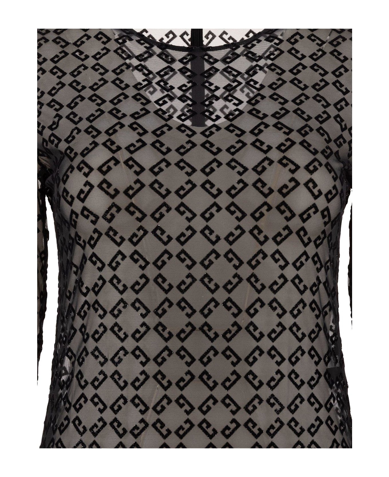 Monogrammed Sheer Long-sleeve Top - 3