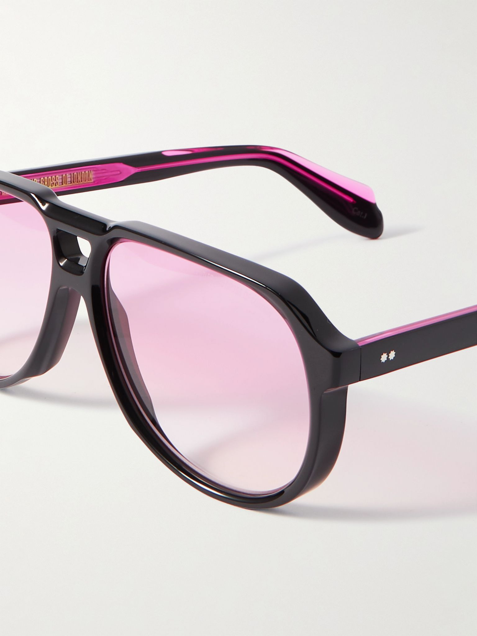 Aviator-Style Acetate Sunglasses Black - 3