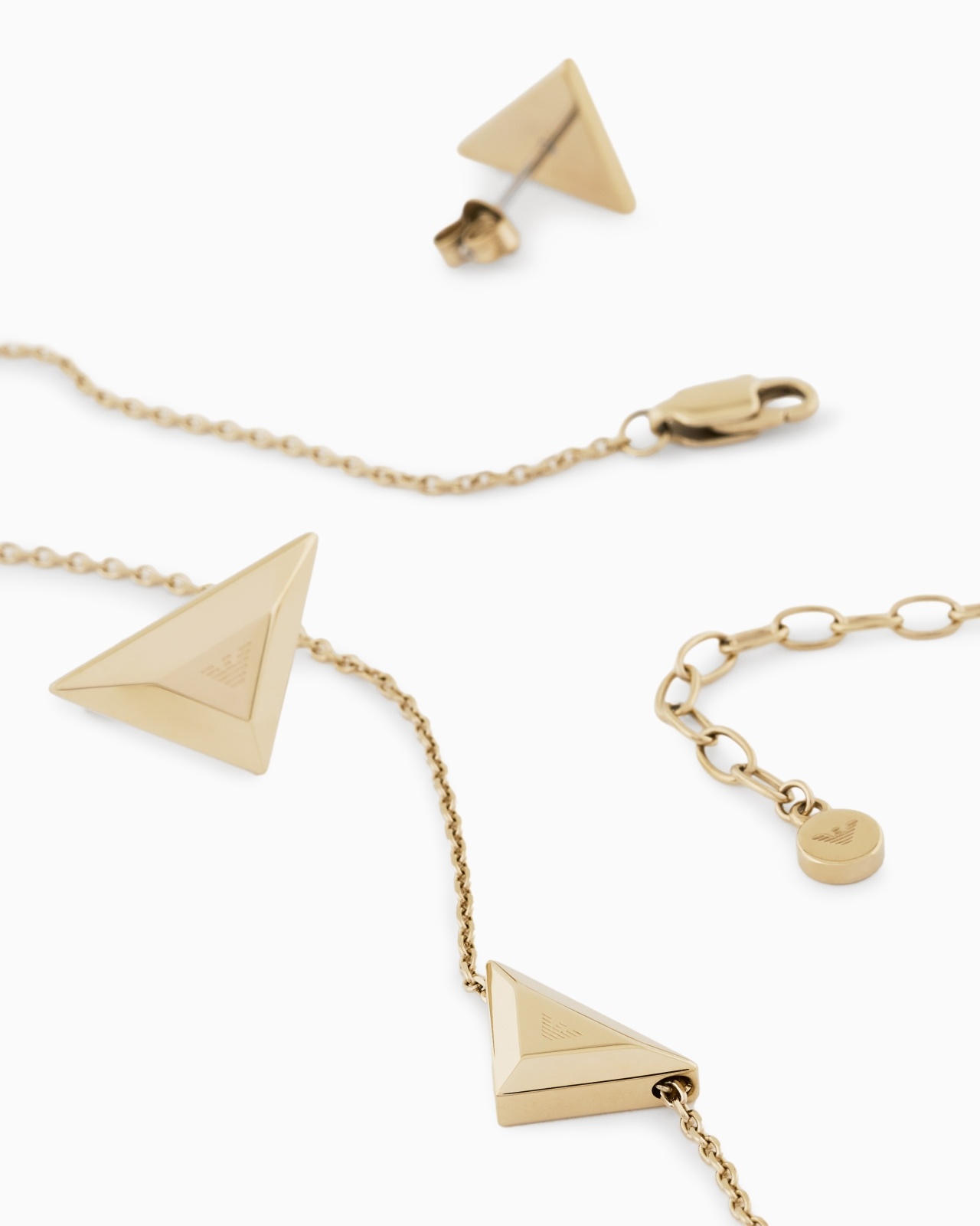 GOLD-TONE STAINLESS STEEL NECKLACE AND EARRINGS SET - 3