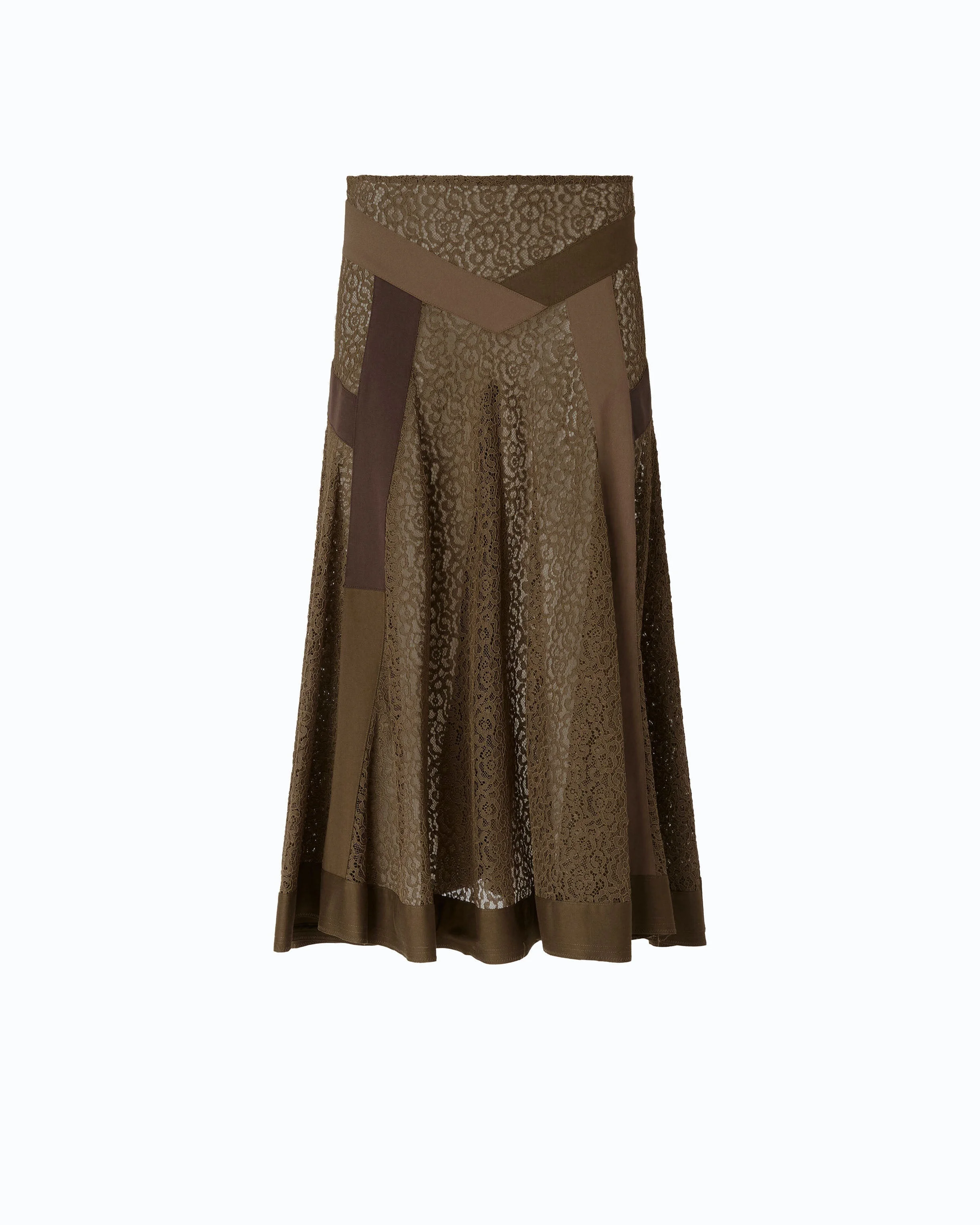 FLARED LACE MIDI SKIRT WITH INSERTS - 1