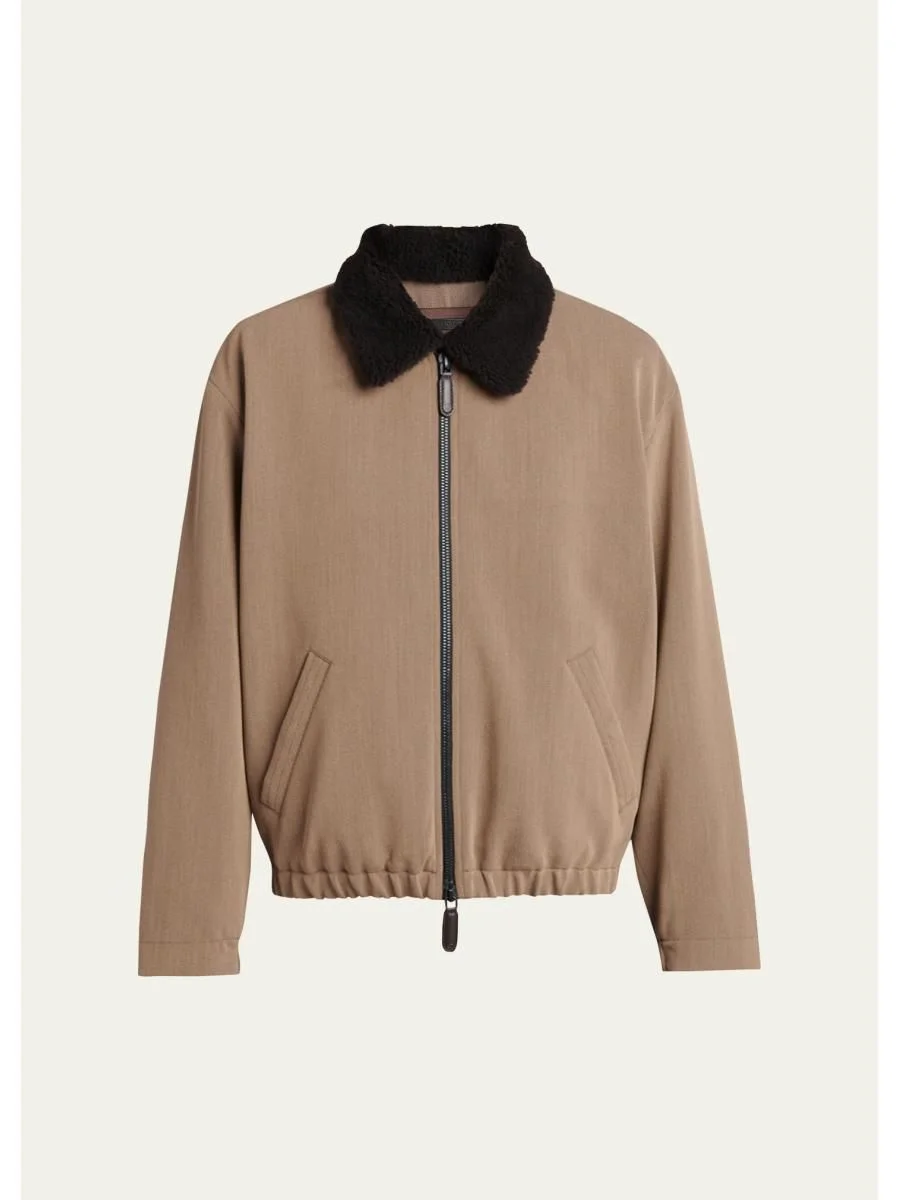 Men's Wool Faux Shearling-Collar Blouson - 1