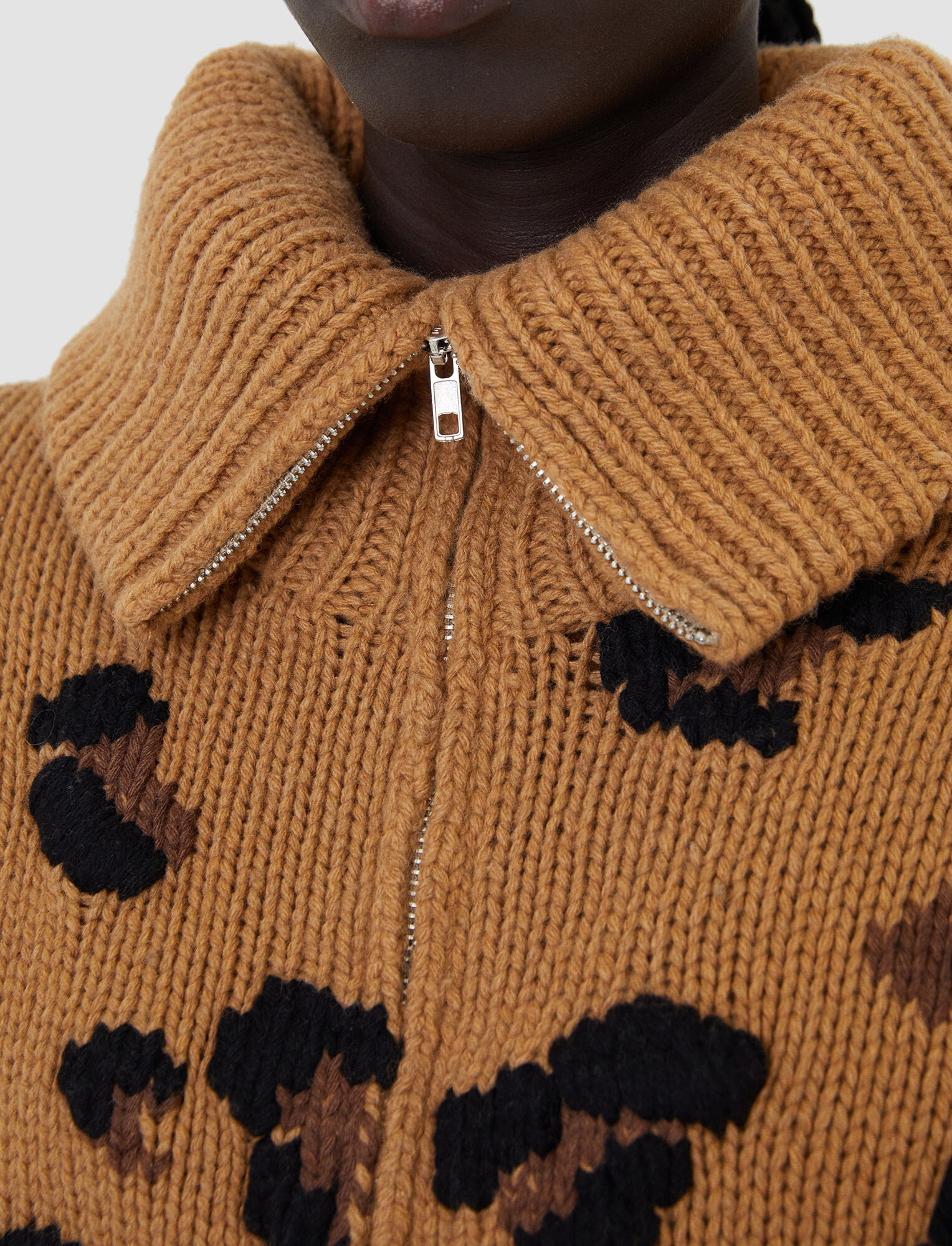 Leopard Knit Zip Through Jumper - 5