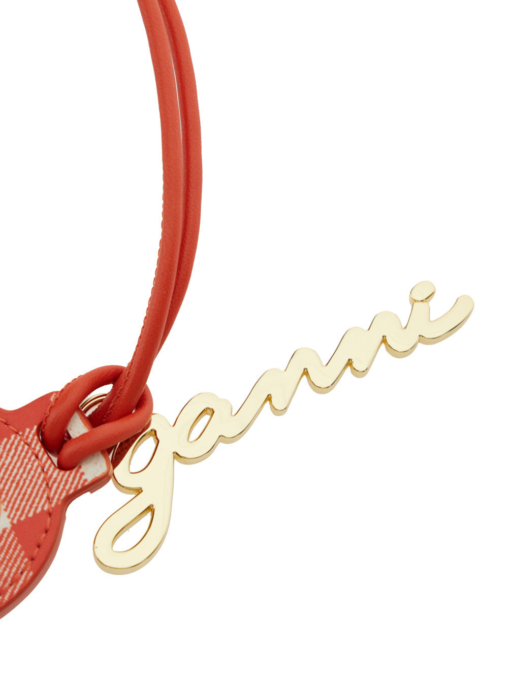 Ganni Women Red Heart Shaped Mirror With Logo Lettering Charm In Tech Fabric And Leather Woman - 2