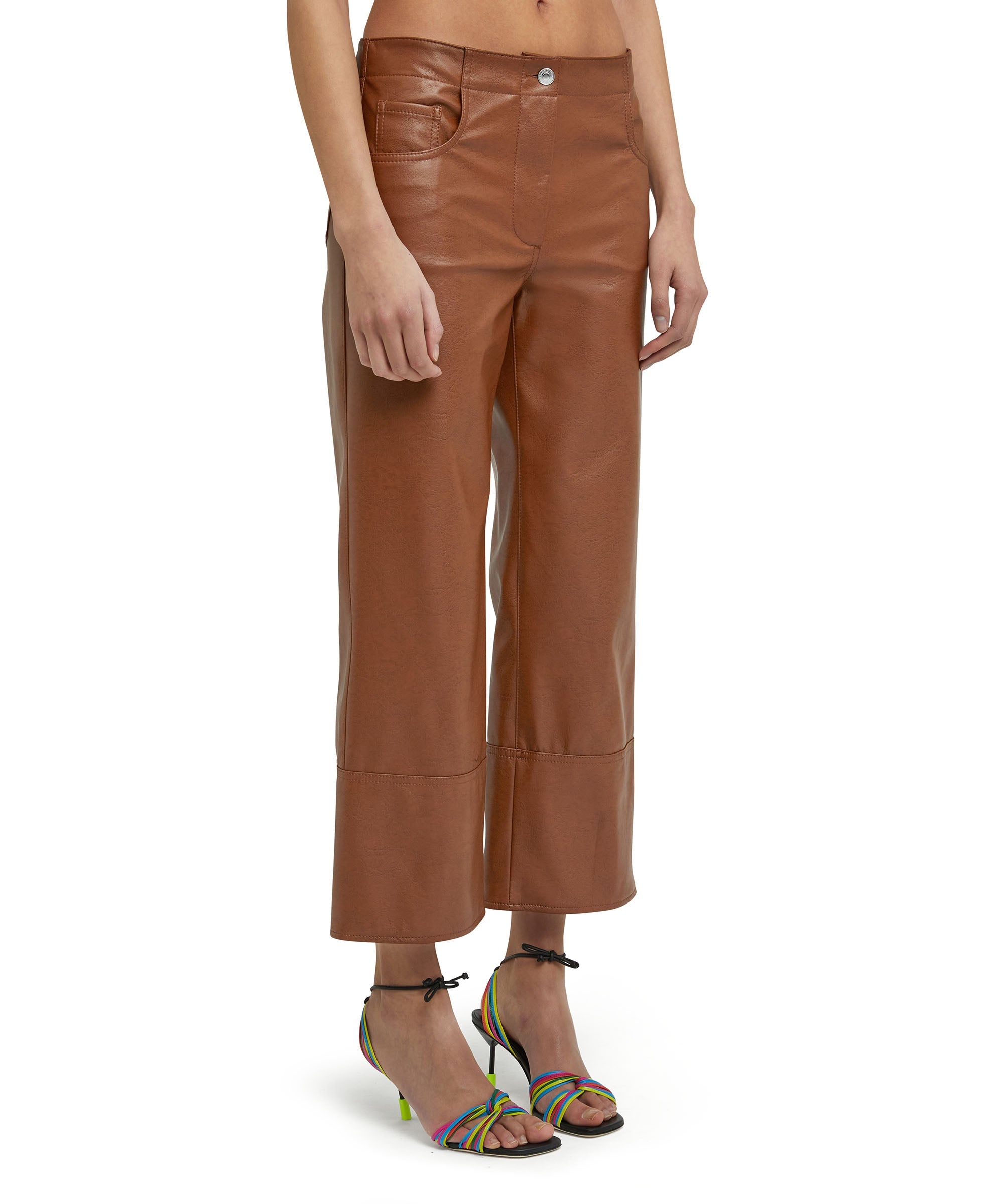Faux leather boot-cut pants with straight legs - 3