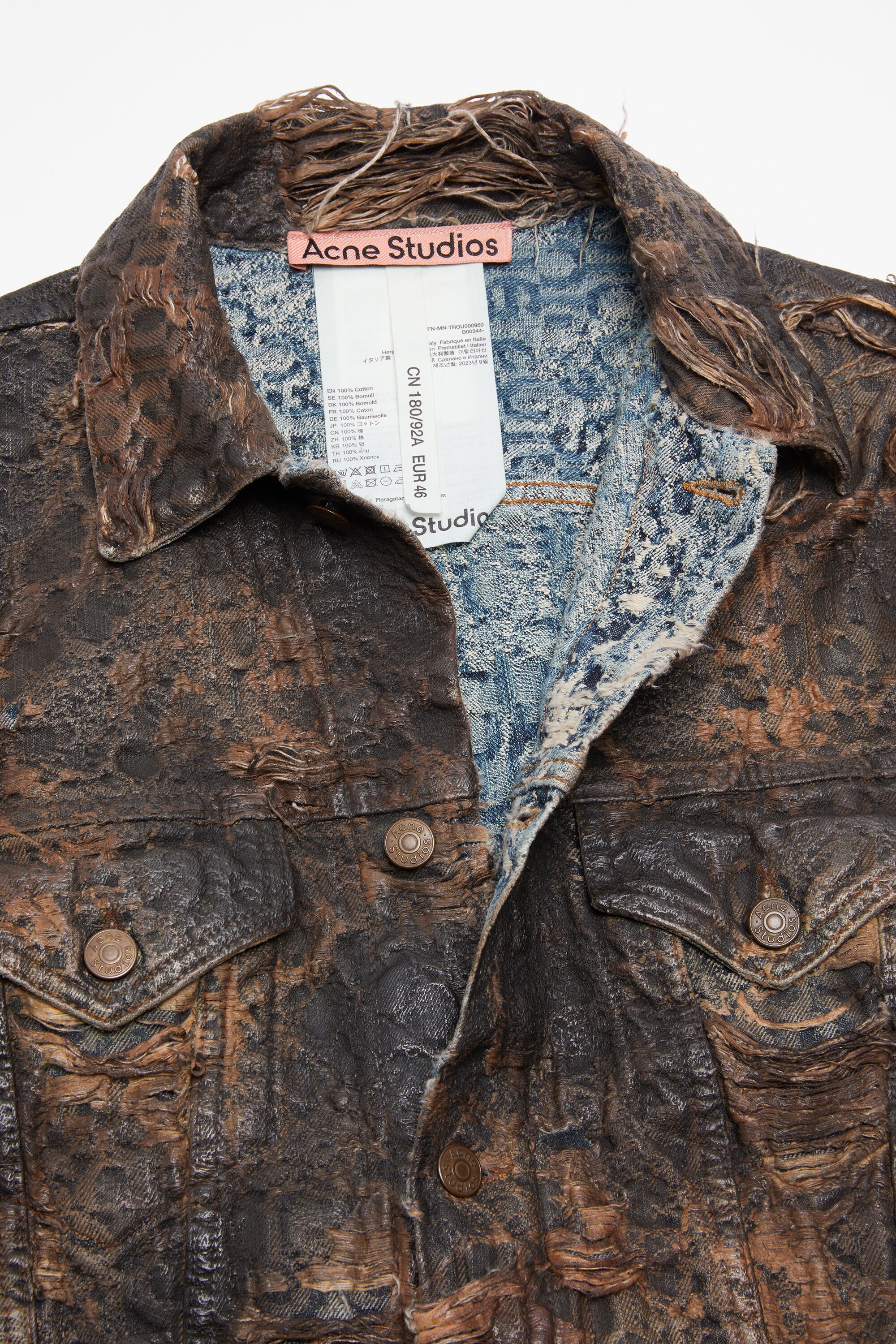 Distressed monogram denim jacket - Regular fit - Brown - 7
