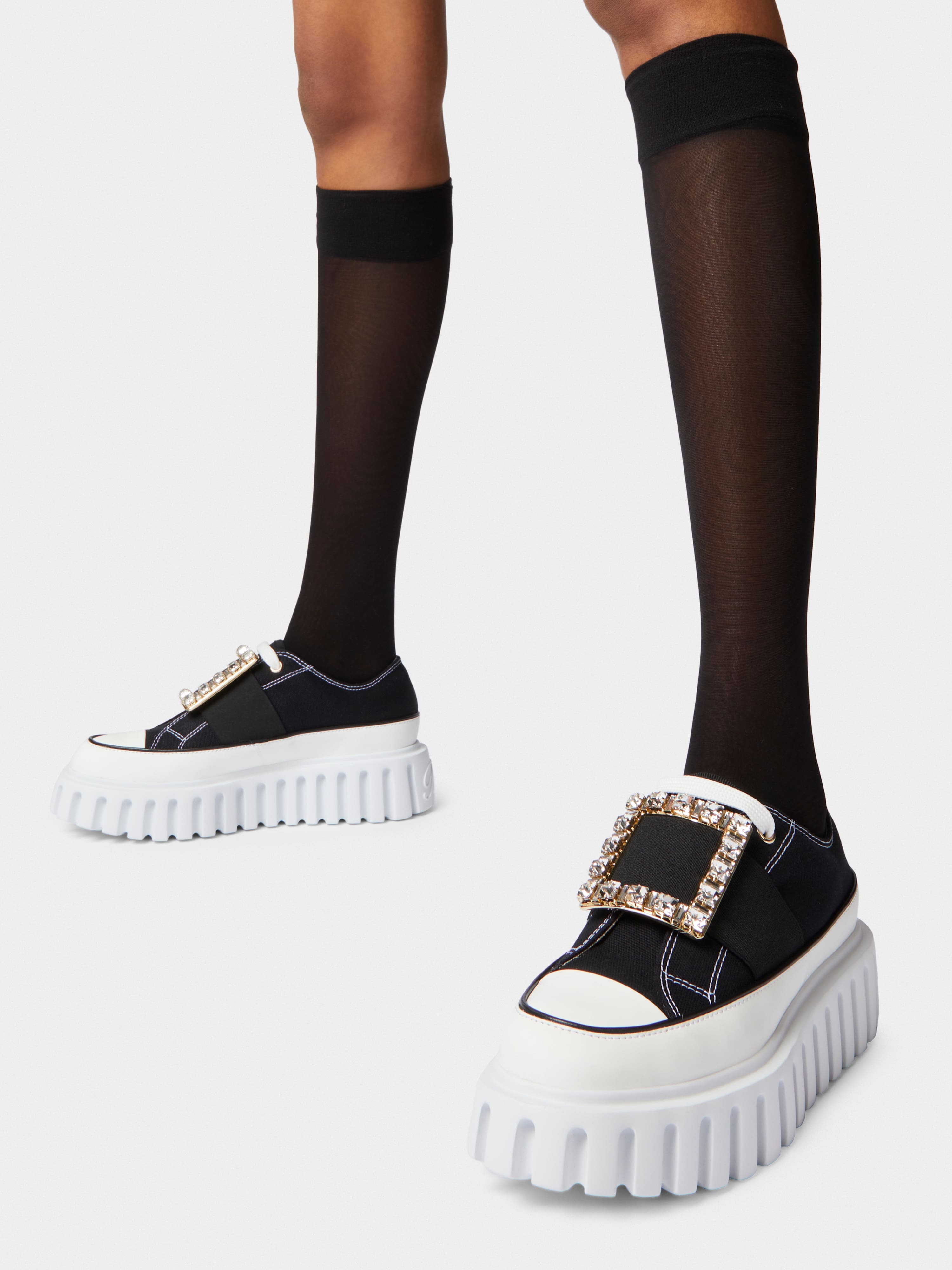 Viv' Go-Thick Strass Buckle Slip-on Sneakers in Canvas - 8