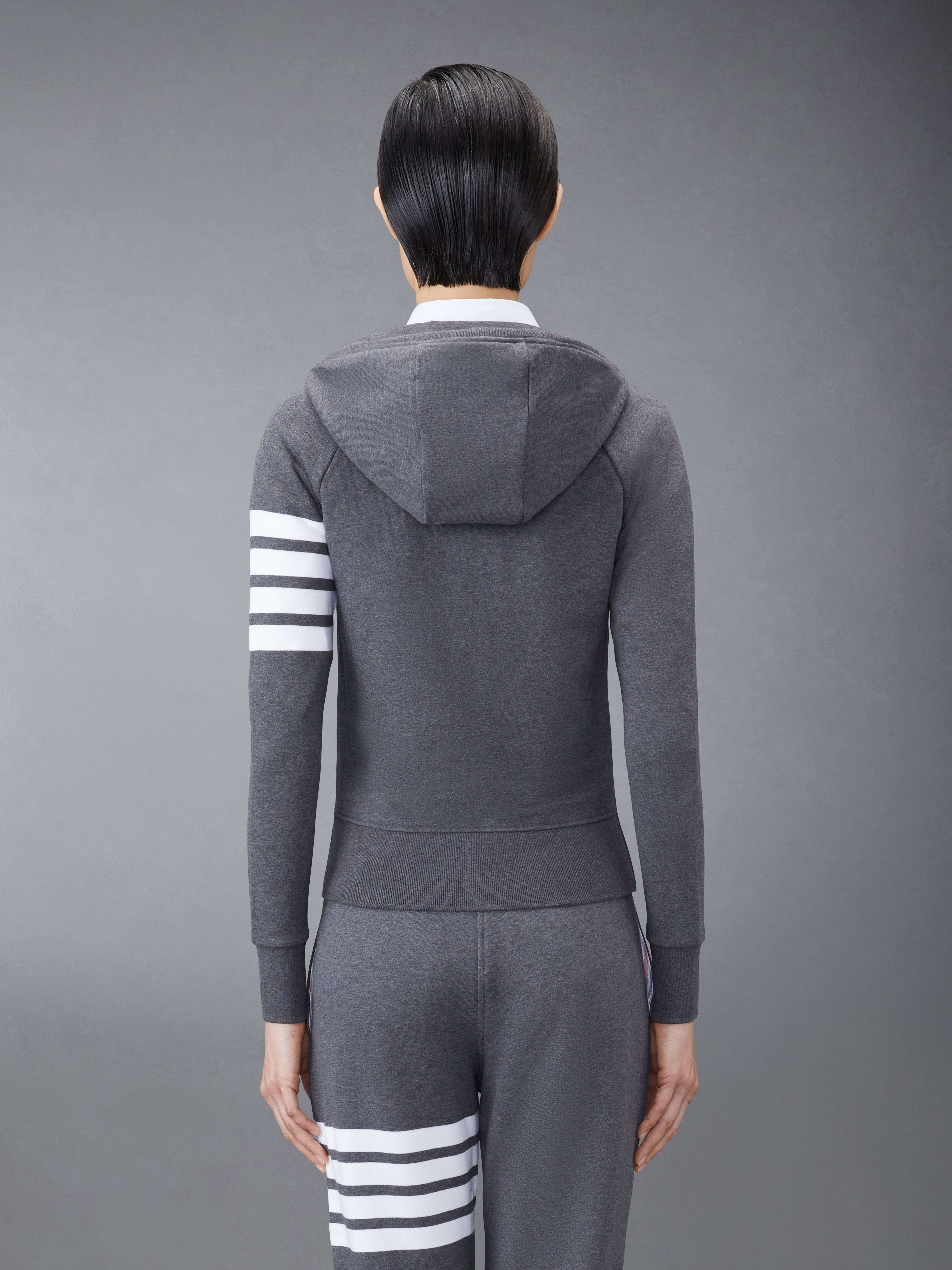 Dark Grey Classic Loop Back Engineered 4-Bar Zip Up Hoodie - 2