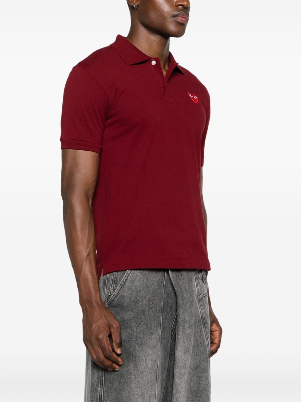 heart-patch cotton polo shirt - 4