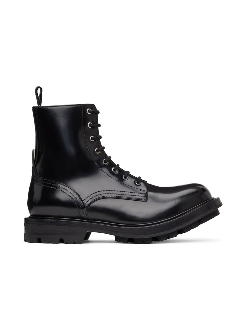Black Polished Work Boots - 1
