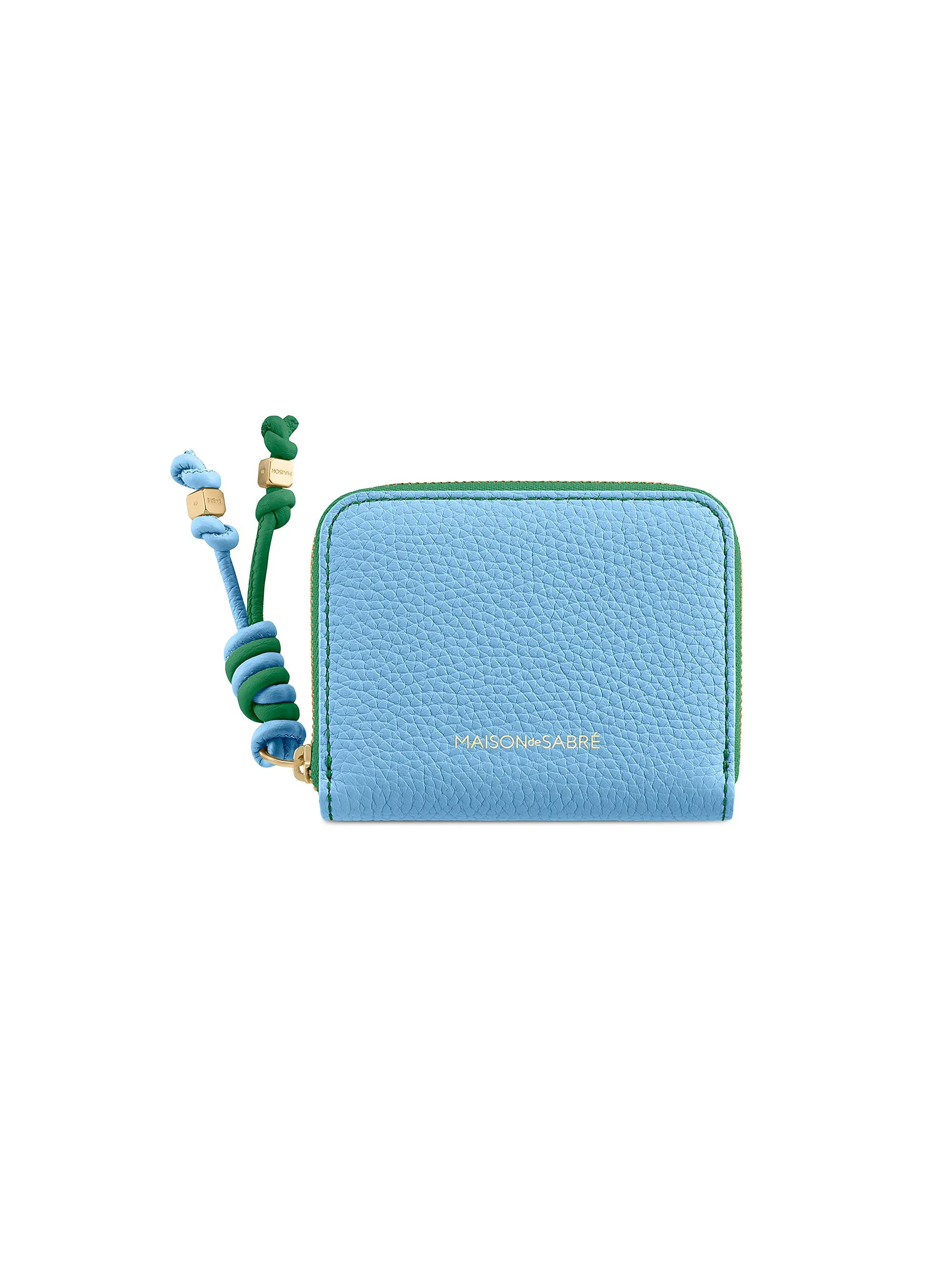 Women's Small Leather Zipped Wallet - Sky Emerald - 1