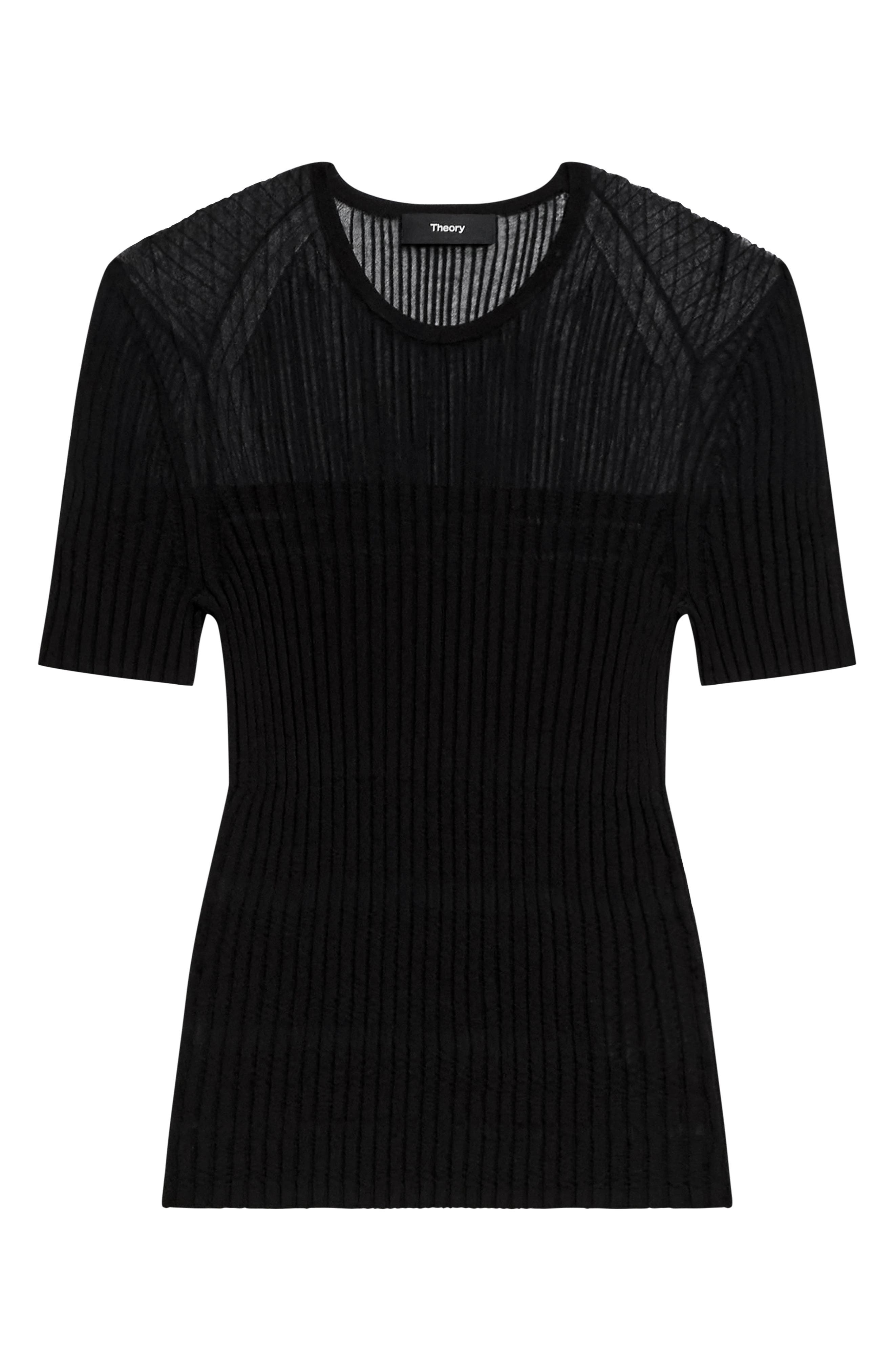 Theory Sheer Stripe T-Shirt in Black at Nordstrom - 5