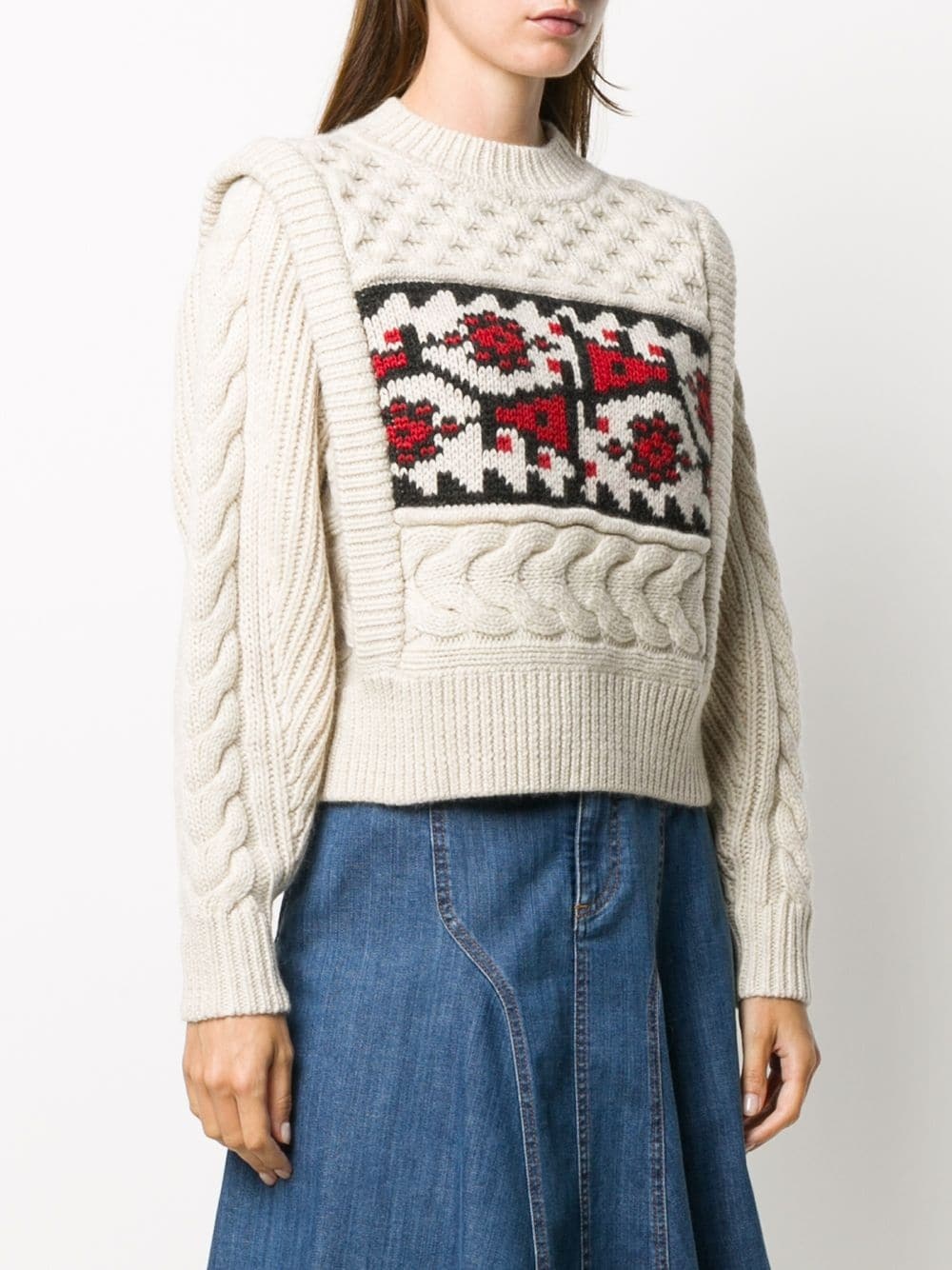 cable-knit are neck jumper  - 3