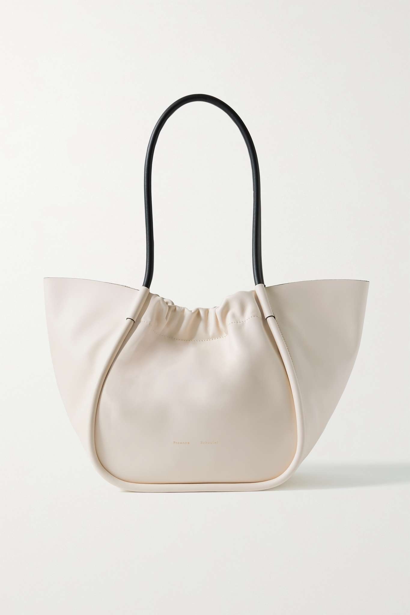 Ruched L two-tone leather tote - 1