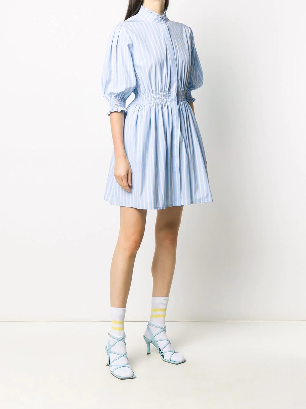 ruched waist striped shirt dress - 3