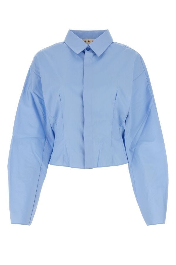 Light blue poplin shirt - 1