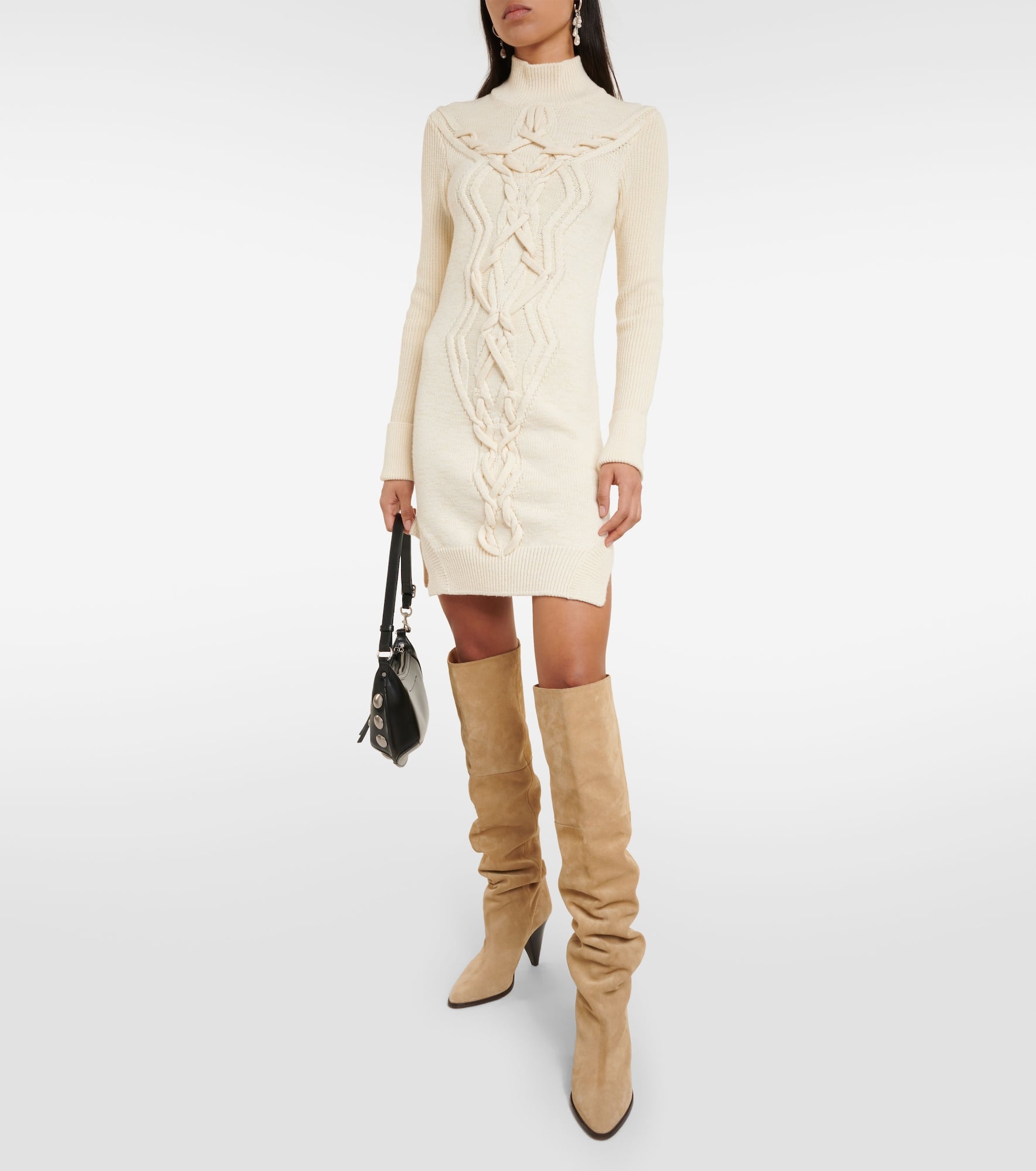 Atina cable-knit wool-blend minidress - 2