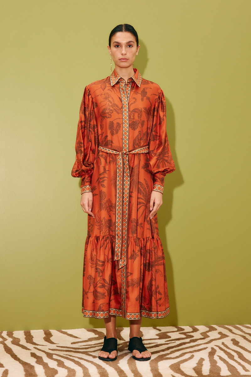 ALÉMAIS Monkey Dance Silk Shirtdress outlook