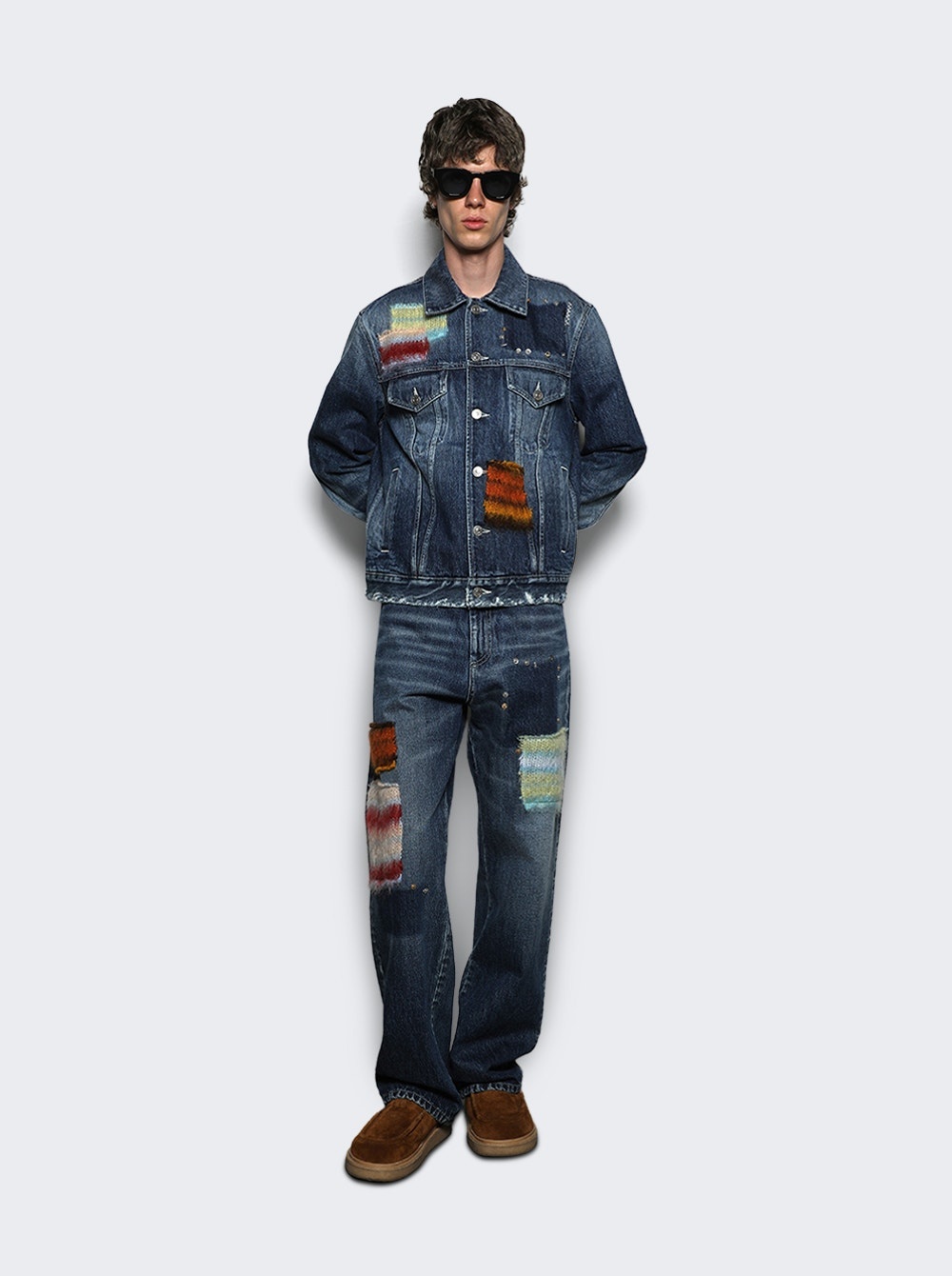 Denim Patch Straight Leg Jeans Blue - 2
