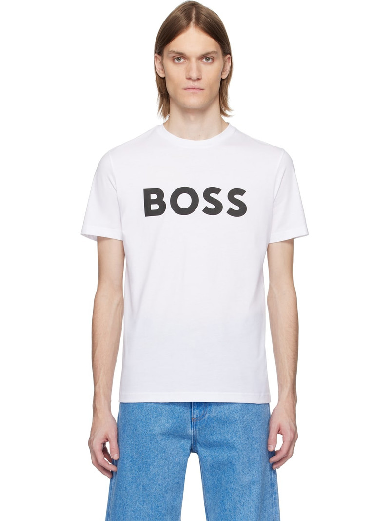 White Curved-Logo Print T-shirt 1