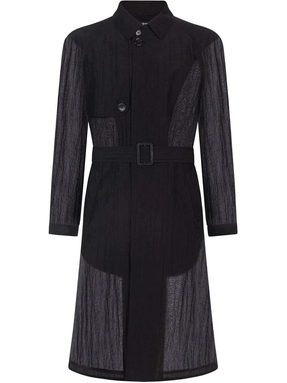 sheer-panelled trench coat - 1