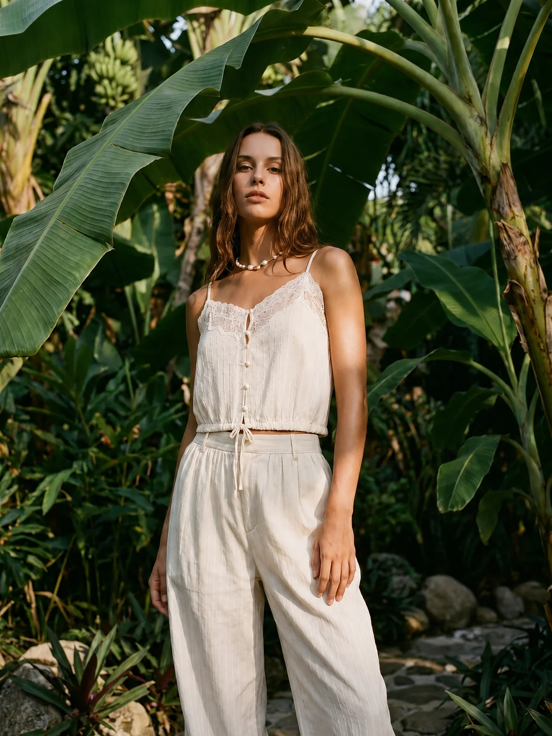 LIBI COTTON SILK CAMISOLE MACADAMIA - 1