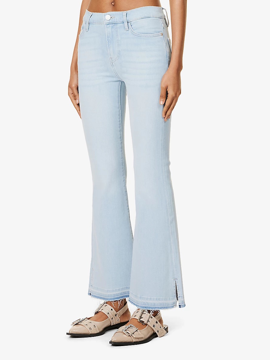Flare Fray side-slit high-rise straight-leg stretch-denim blend jeans - 3