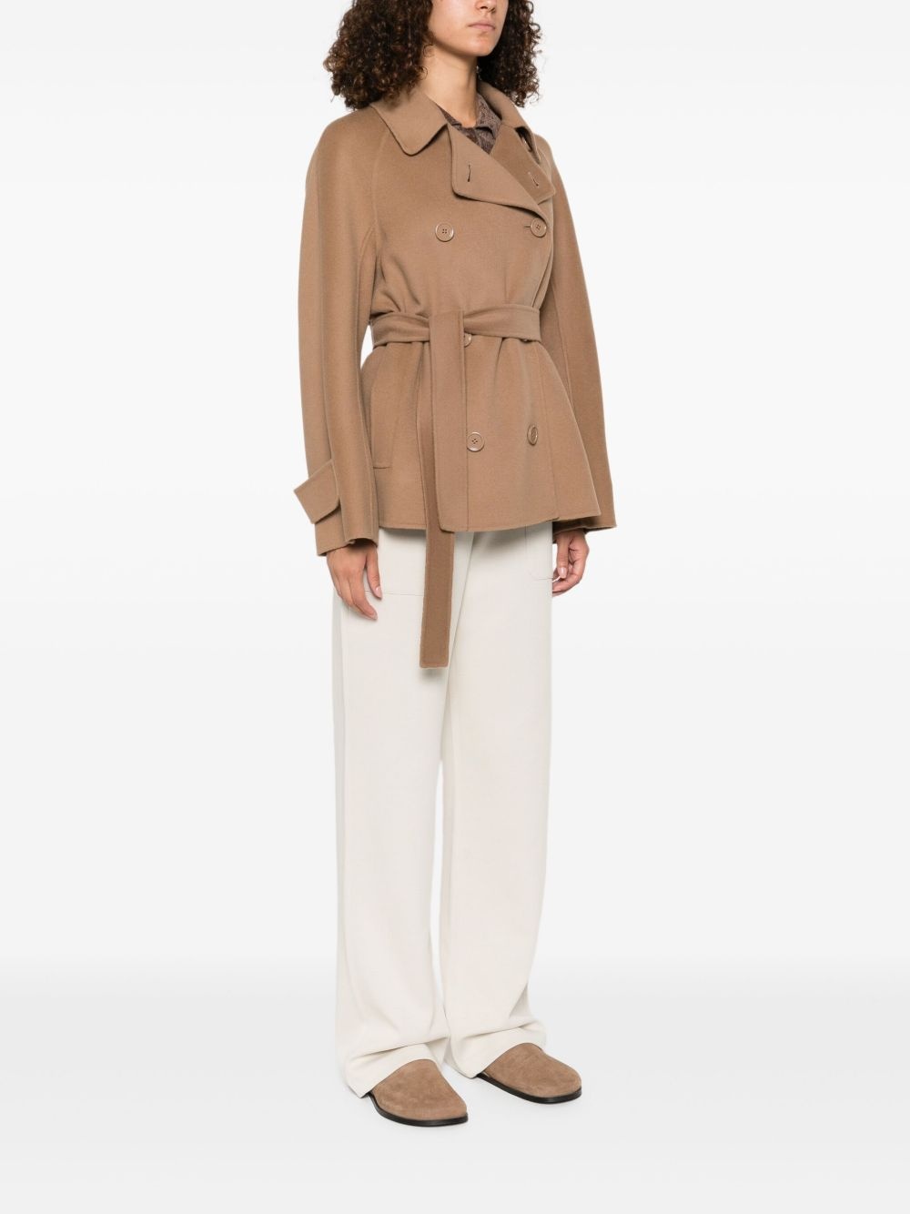 belted double-breasted coat - 3