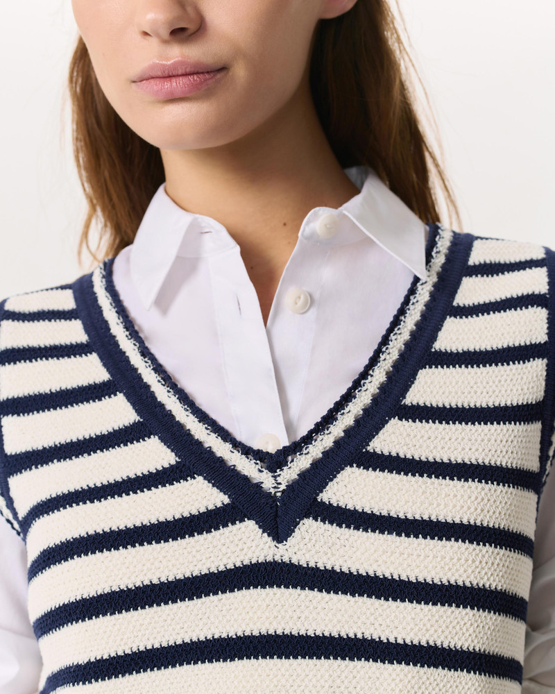 rag & bone Meghan Crochet-Trim Striped Sweater Vest outlook