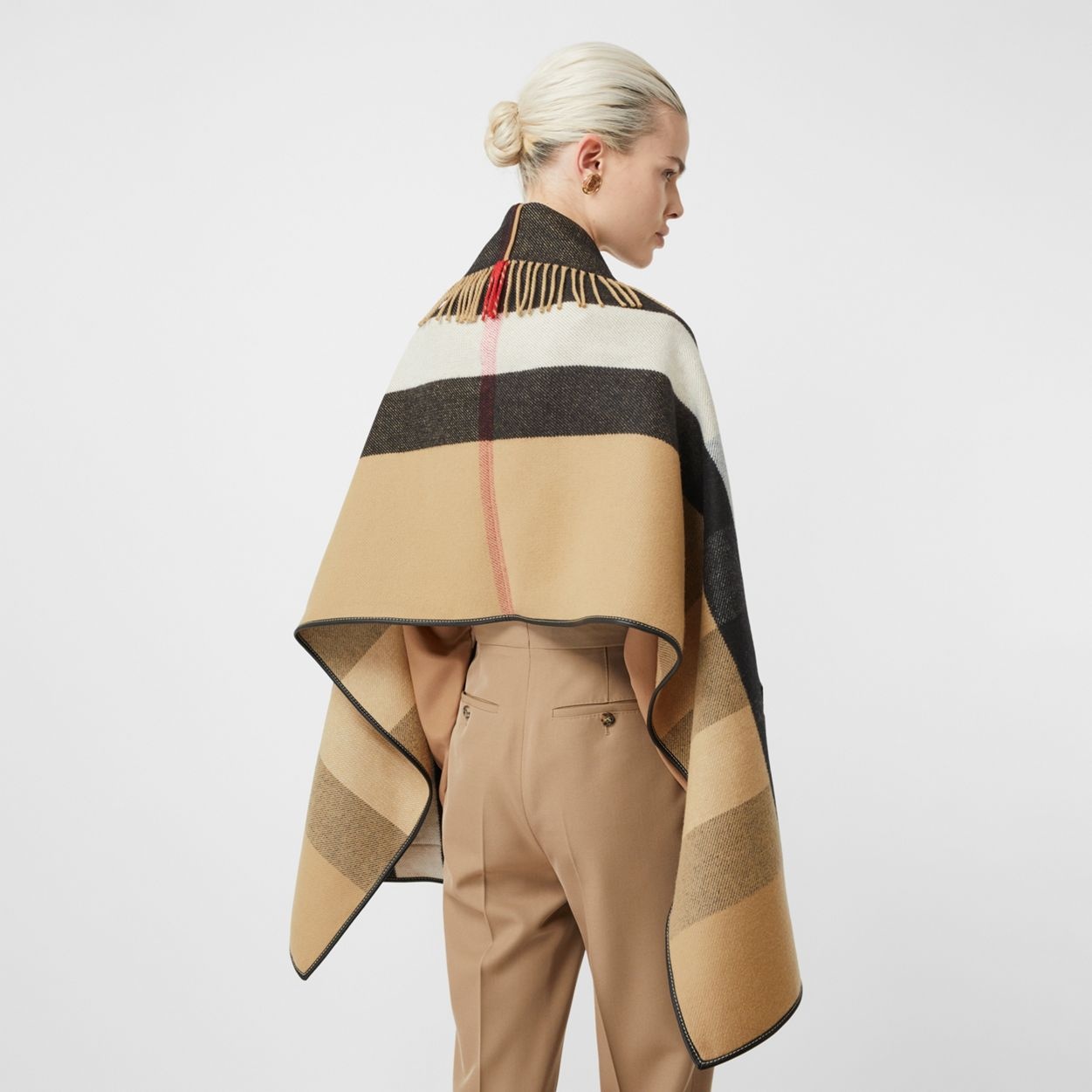 Check Wool Cashmere Jacquard Cape - 4
