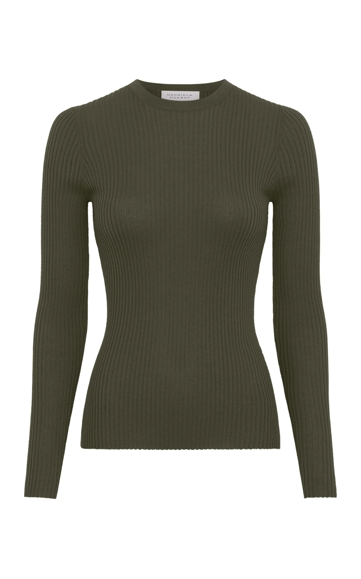 Browning Knit Sweater in Deep Olive Cashmere Silk - 1
