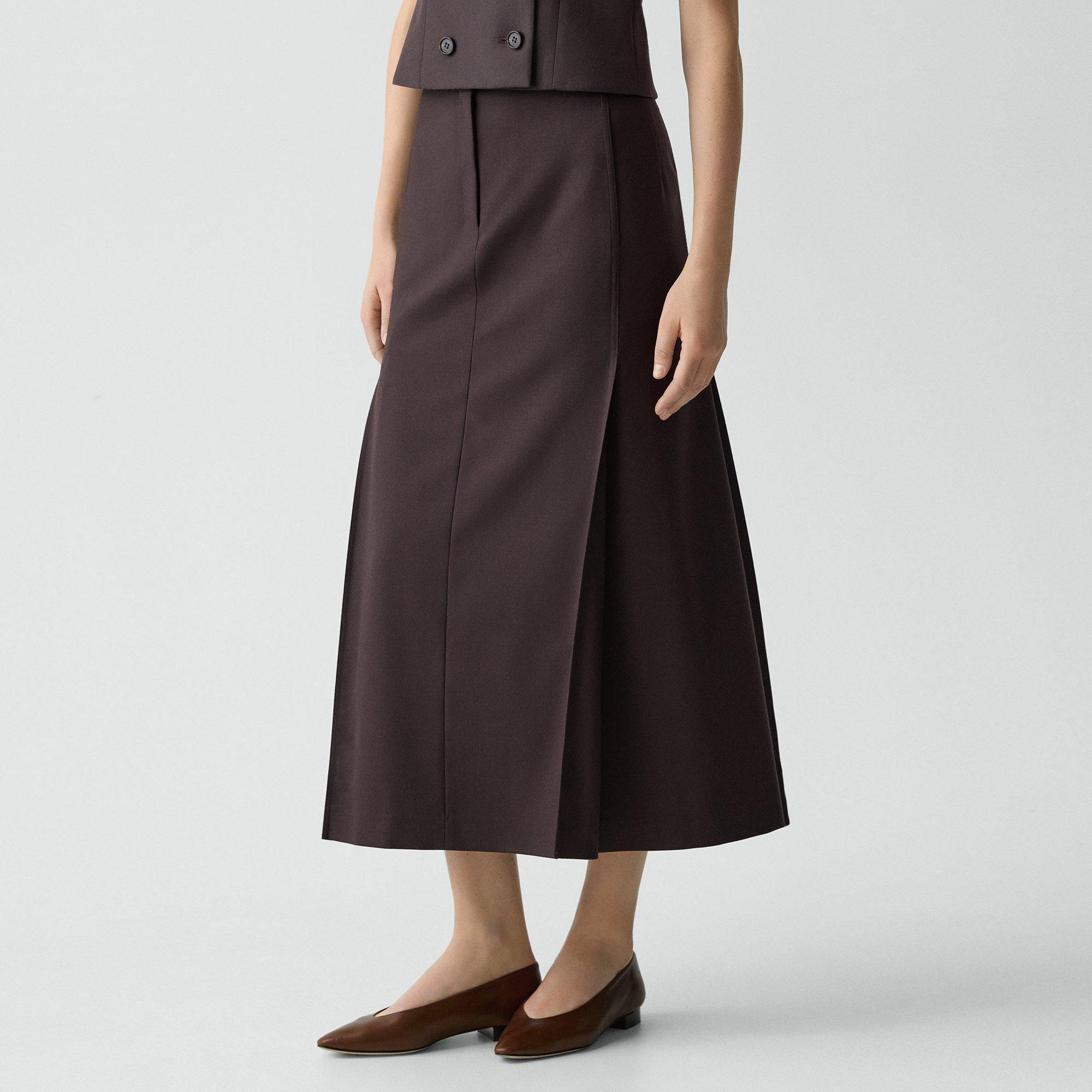Pleated Maxi Skirt in Wool-Blend Flannel - 5