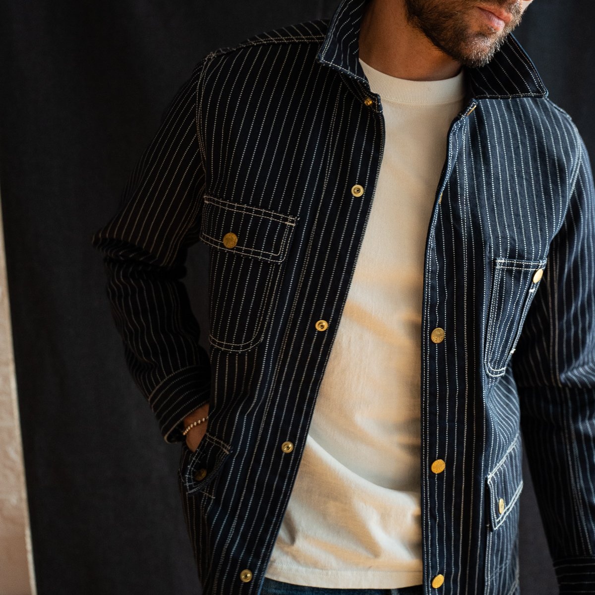 IHJ-120-IND 12oz Wabash Chore Jacket - Indigo - 4