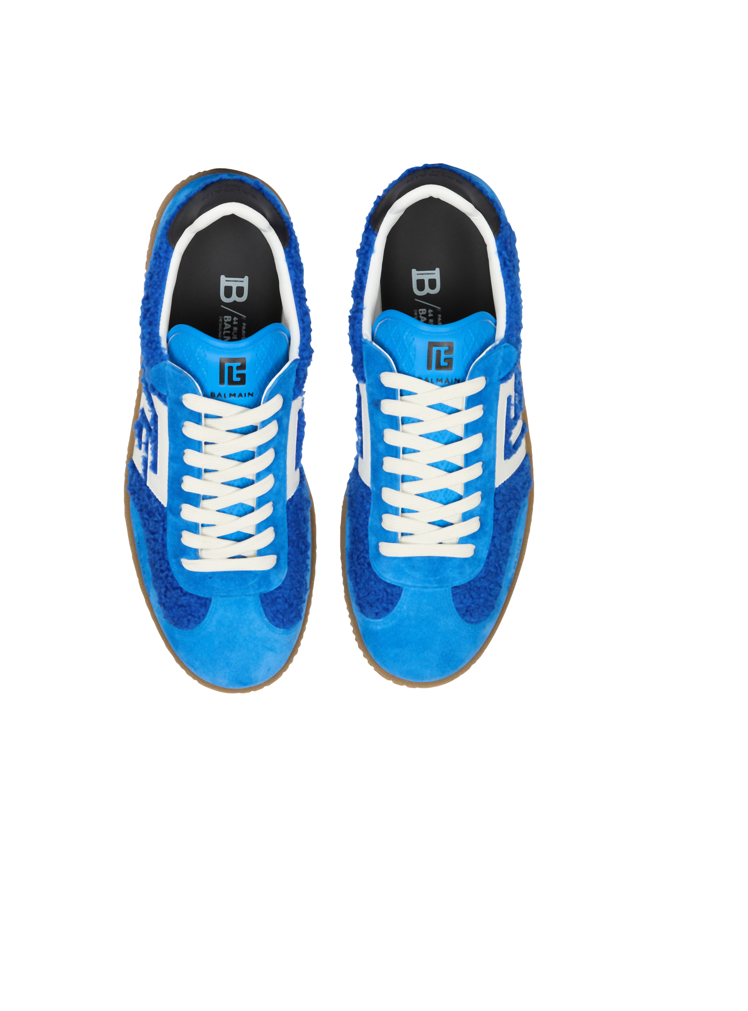 Suede and bouclé Balmain Swan trainers - 3