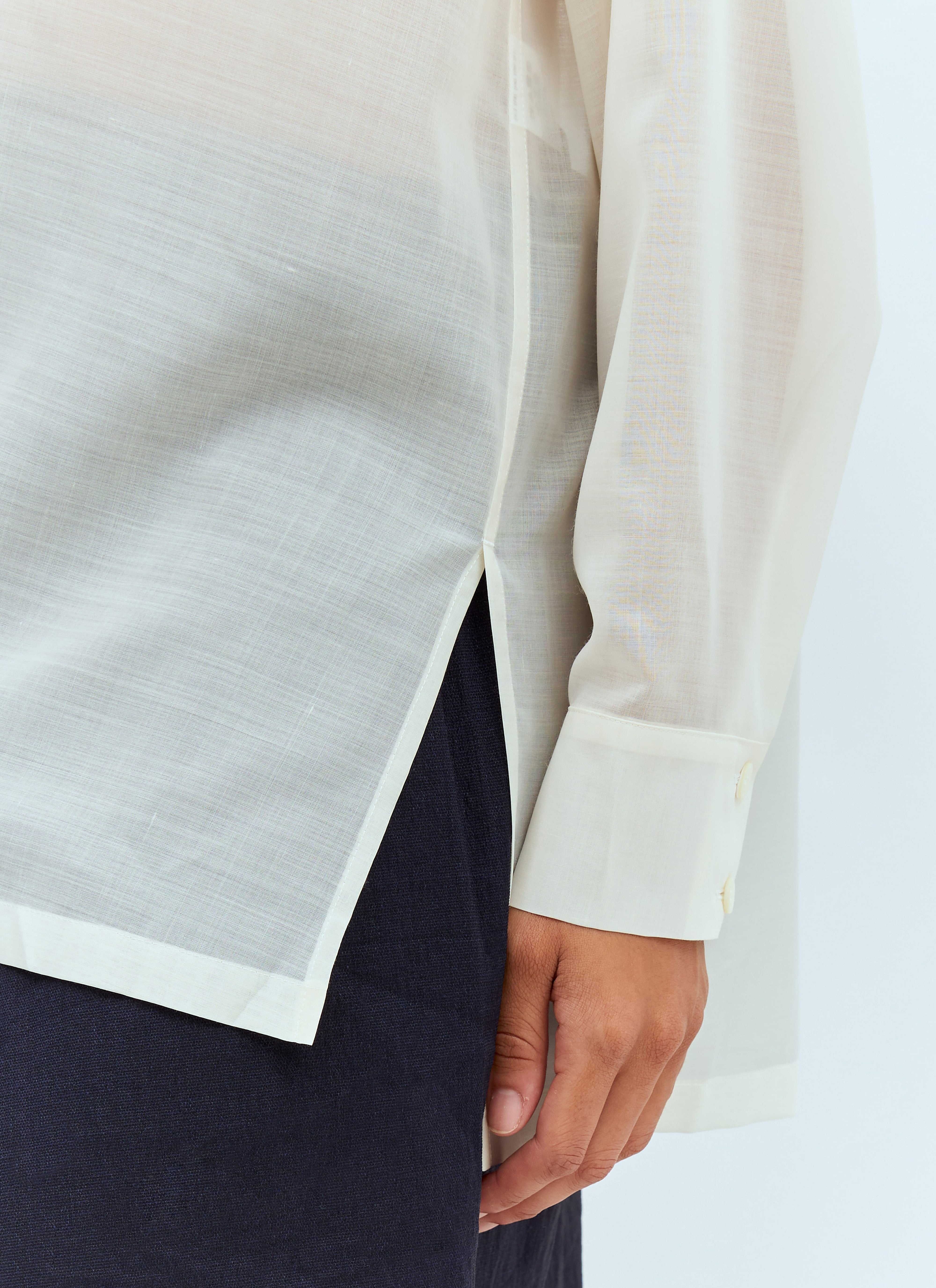 Issey Miyake Women Sheer Shirt With Shawl - 4