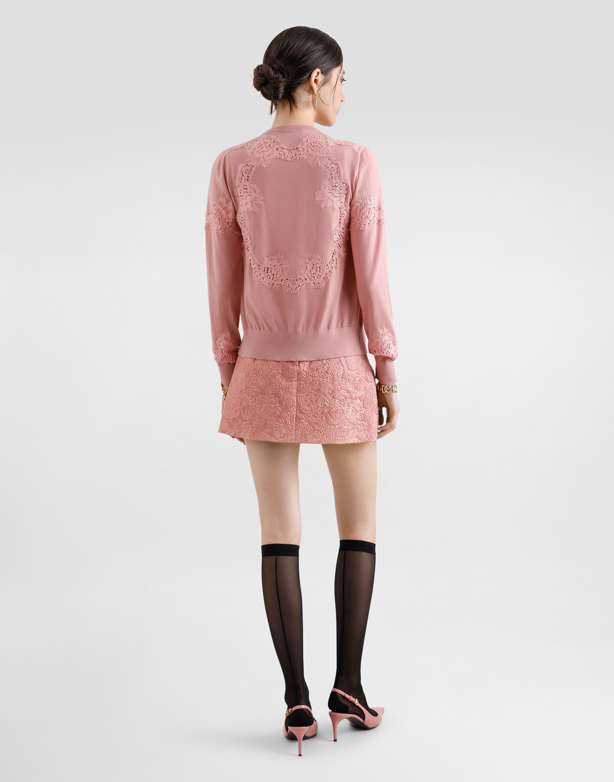 Floral matelassé jacquard miniskirt - 3