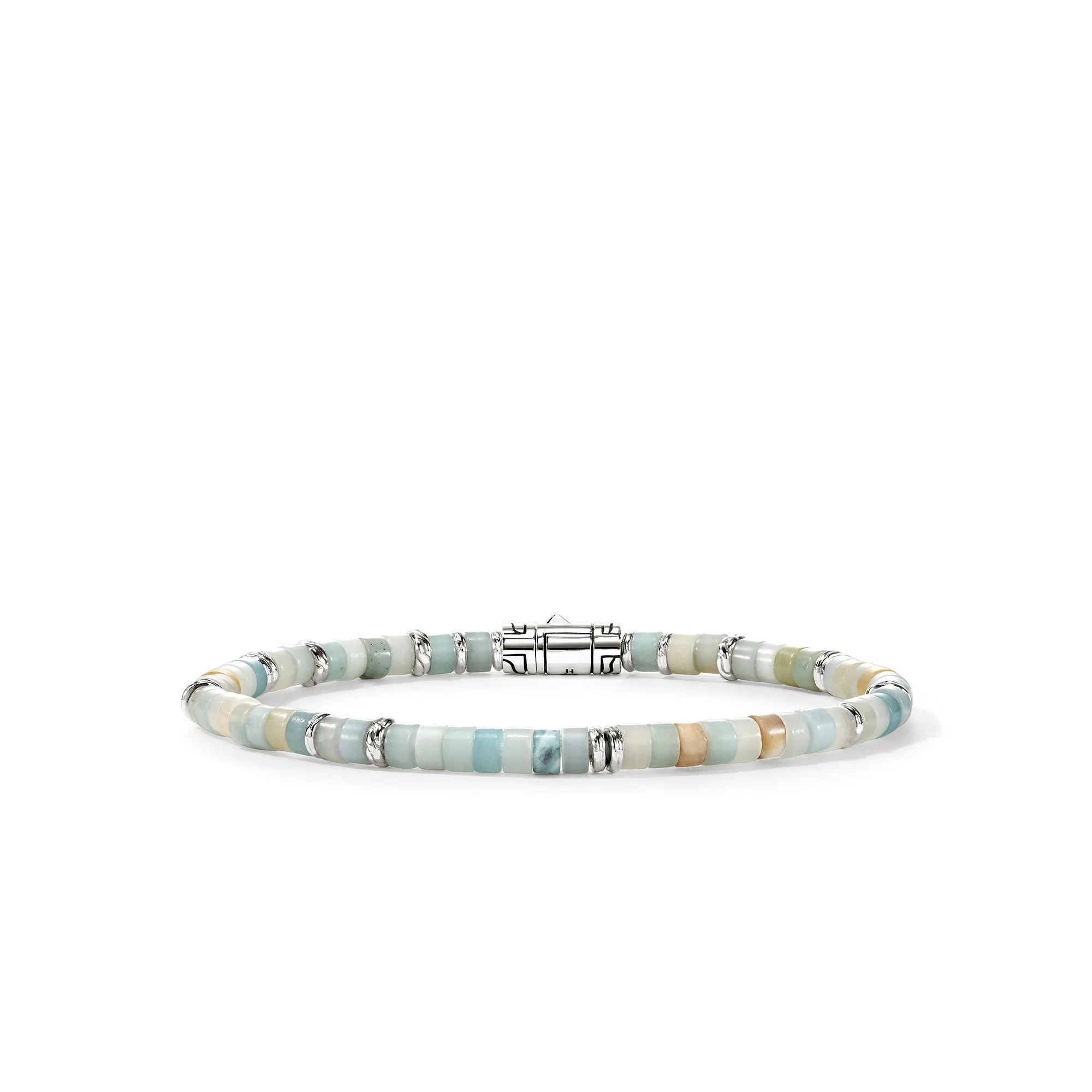 Ocean Heishi Bracelet, Sterling Silver, Multi Color Quartzite, 4MM - 1