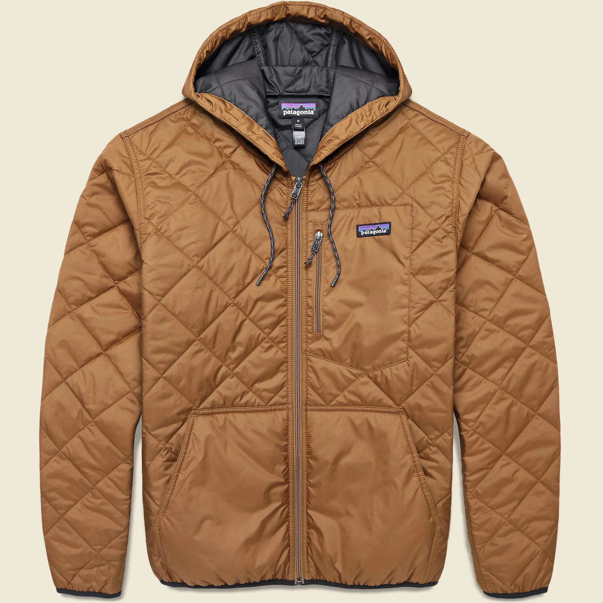 Diamond Quilted Bomber Hoody - Deer Brown - 1