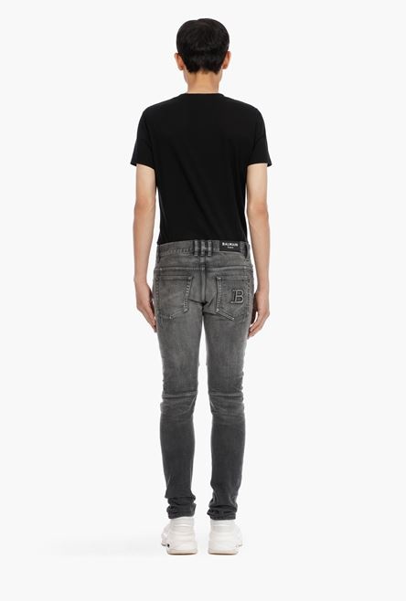 Slim-cut black cotton jeans - 3