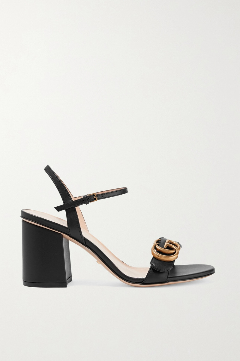 Marmont logo-embellished metallic cracked-leather sandals - 1
