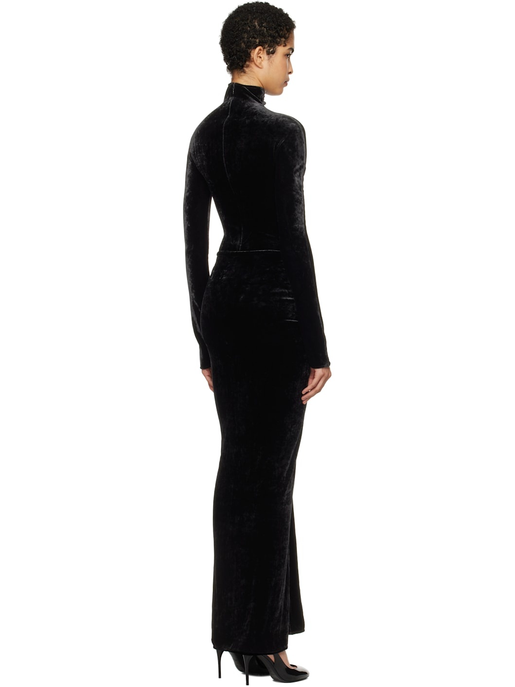 Black Draped Maxi Dress - 3