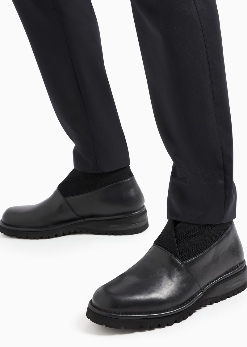 Leather ankle boots with knit details 7