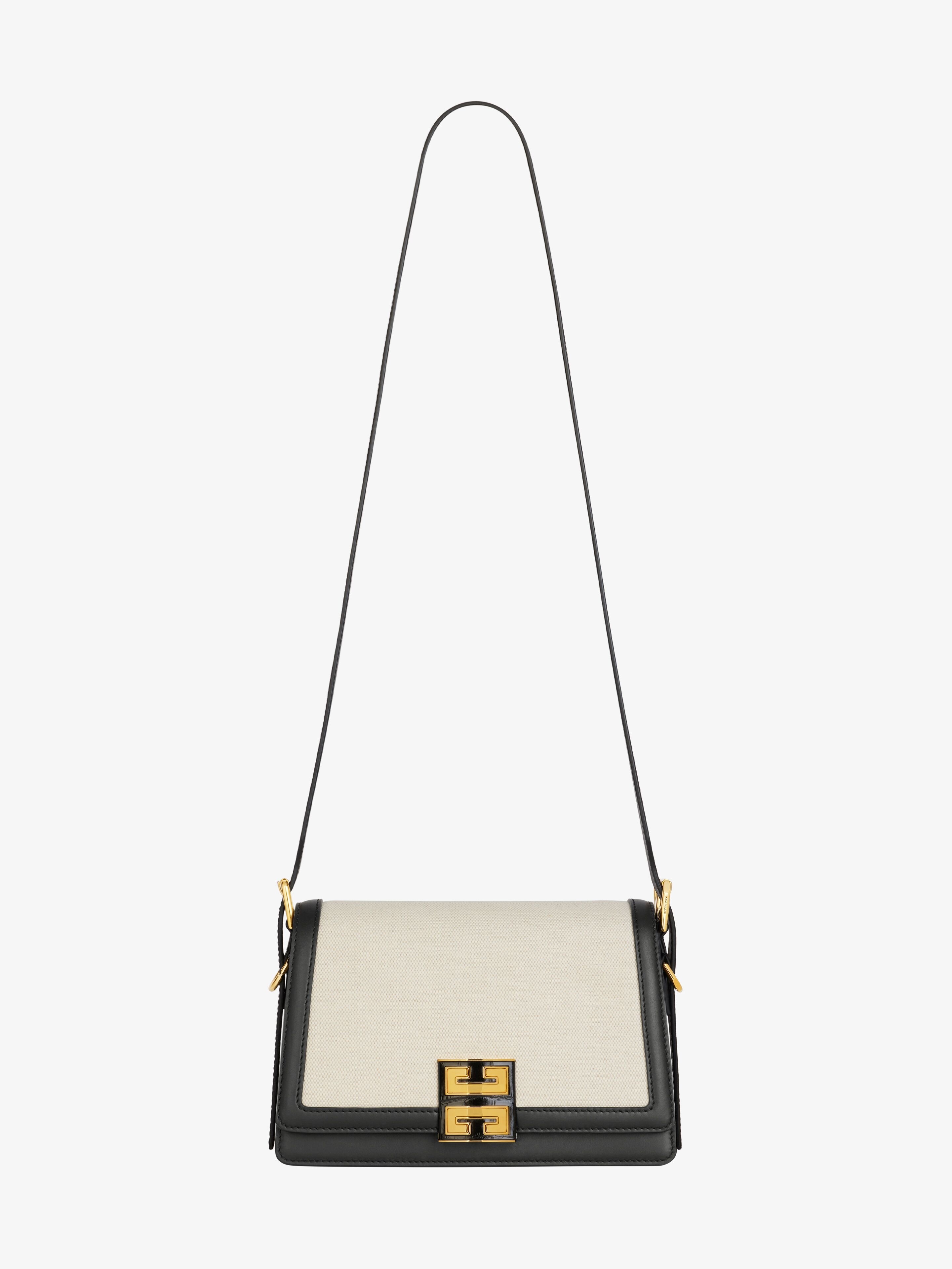 MEDIUM 4G CROSSBODY BAG IN GRAINED LEATHER AND CANVAS - 3