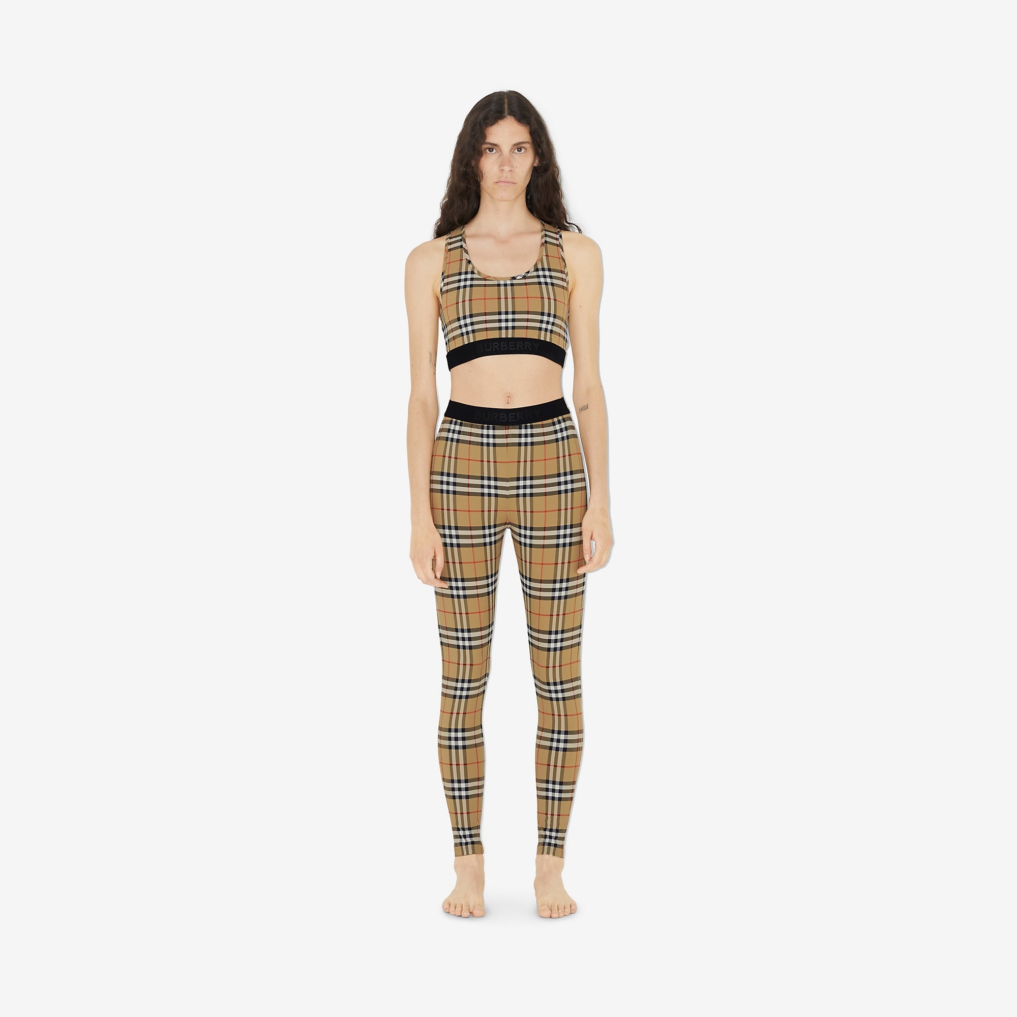 Logo Detail Vintage Check Jersey Leggings - 2